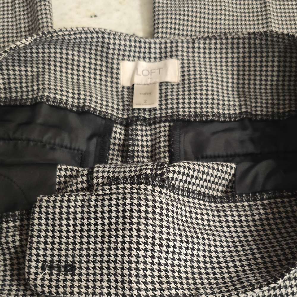 LOFT Black and White Checkered Dress Pants
